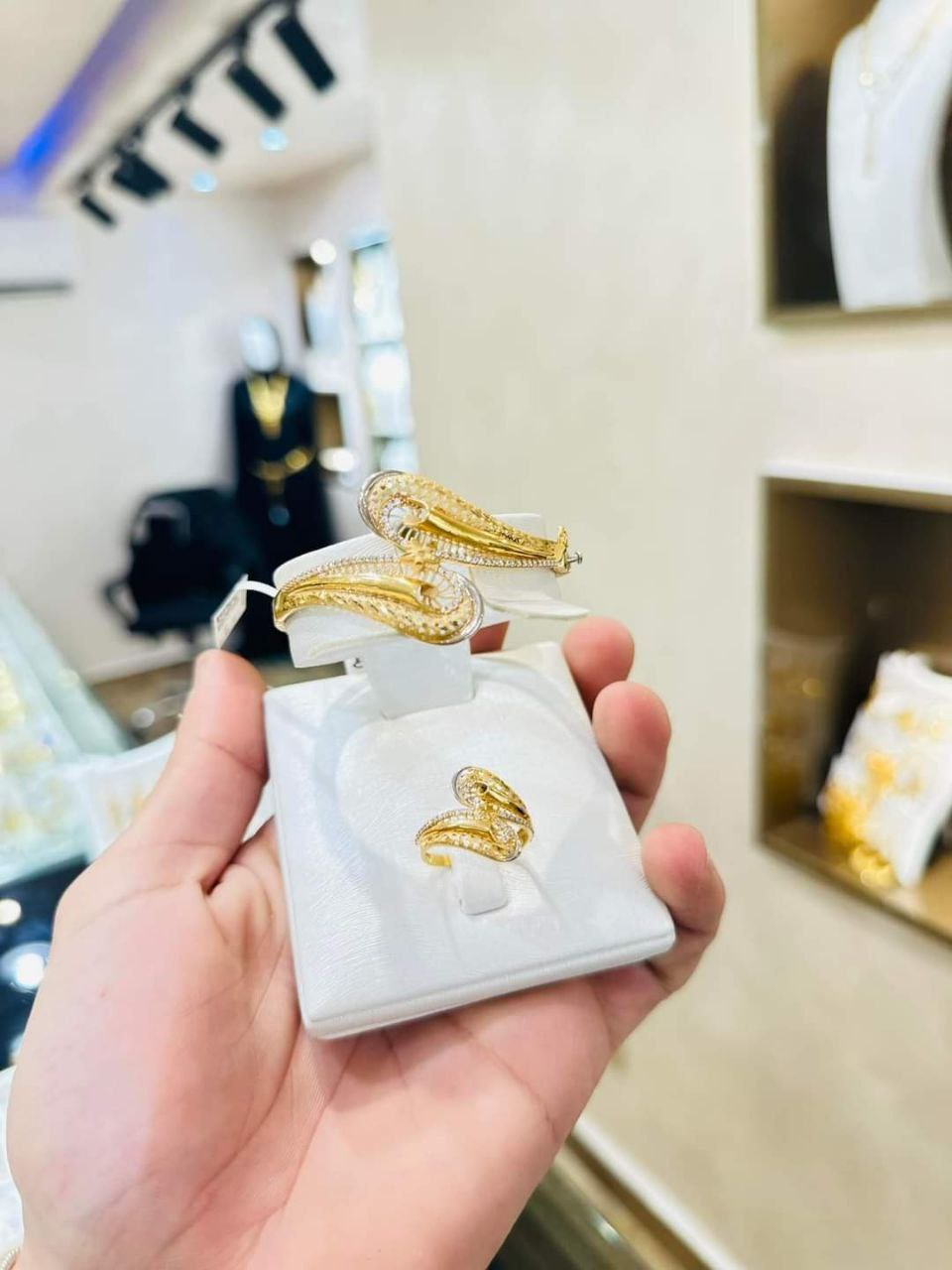 Gold ring and necklaces