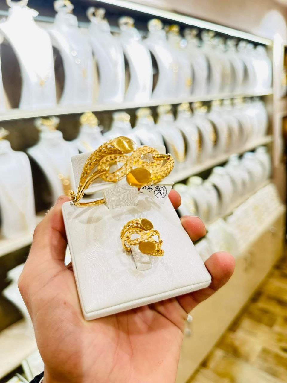 Gold ring and necklaces