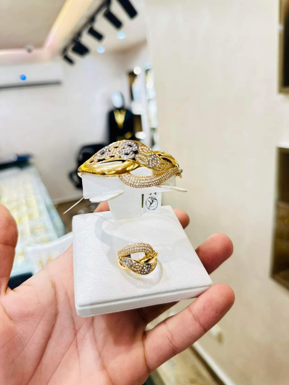 Gold ring and necklaces